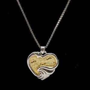 Gorham Sterling Silver .925 Footprints Two-Tone Reversible Pendant Necklace